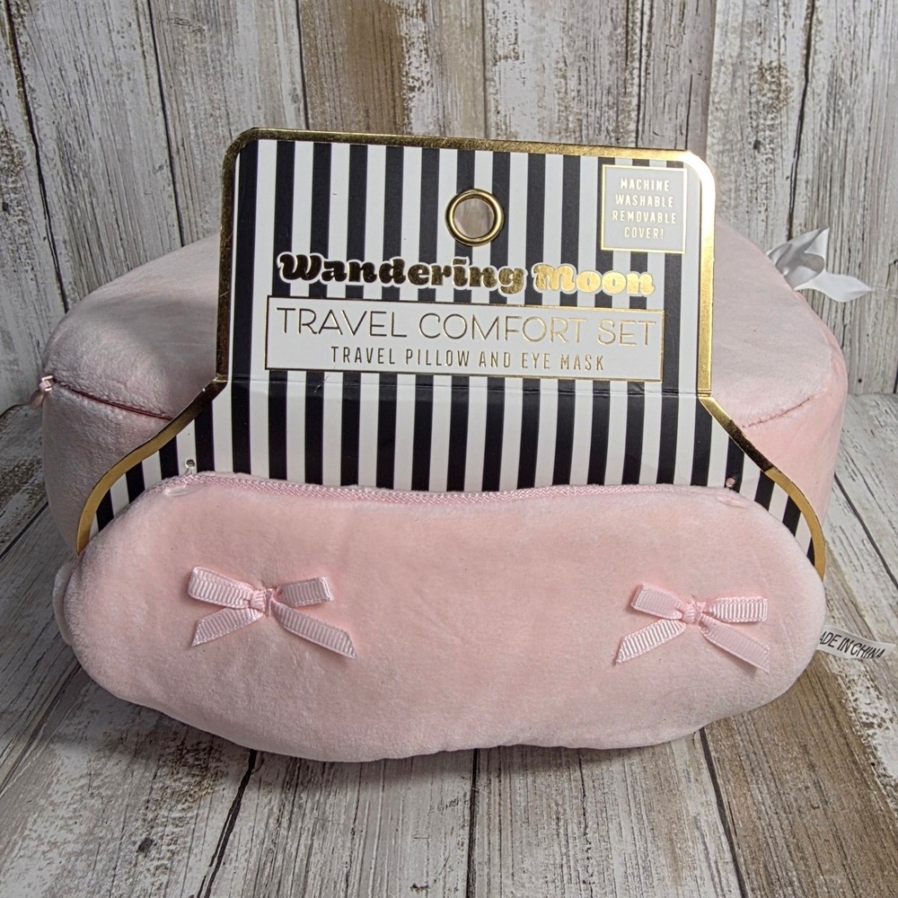 Wandering Moon Pink Travel Comfort Set Memory Foam Pillow and Eye Mask CT2NP-EAH